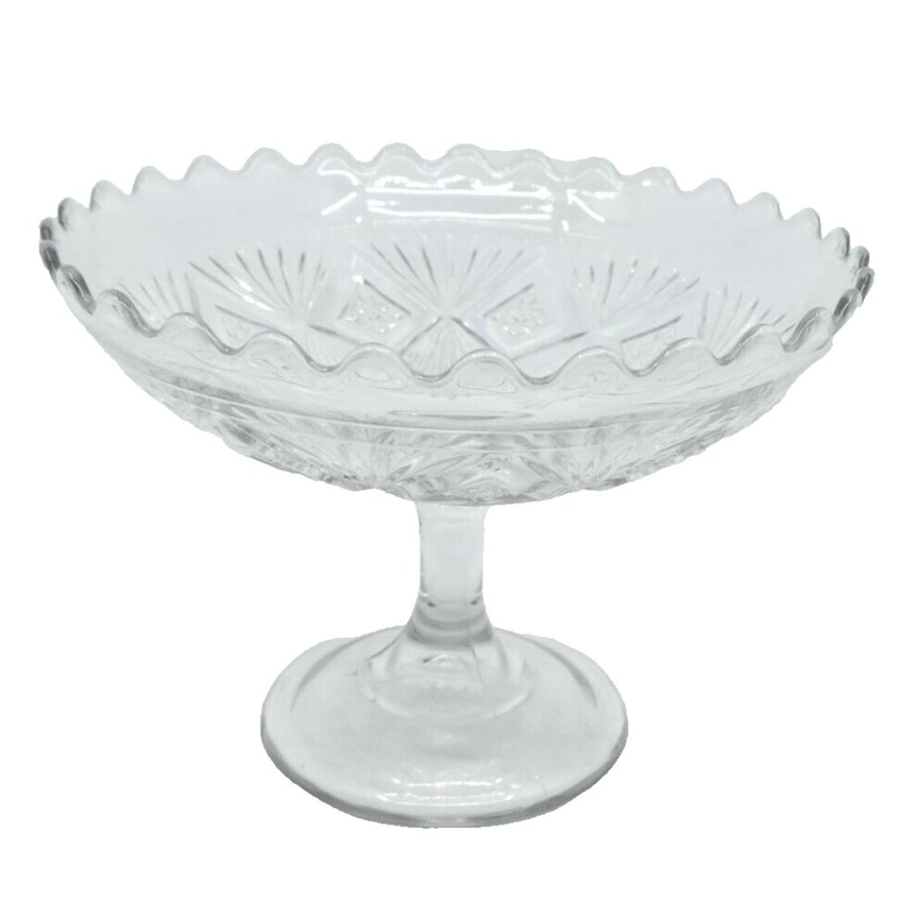 Antique EAPG Compote Higbee Glass Melrose Sheaf and Diamond Pattern~8.5" x 6.5"